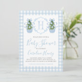 男の子クリスマスベビーシャワージンガ名門私立校風のムブルー 招待状 (スタンド正面)