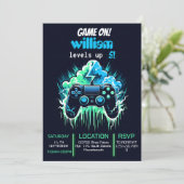 男の子クールのゲームのレベル上げ5誕生日 招待状 (スタンド正面)