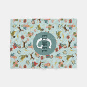 男の子クールスーパーヒーローパターンモノグラム名子供 フリースブランケット (正面(横))