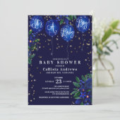 男の子グリッターバルーンフローラベイビーシャワー 招待状 (スタンド正面)