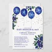 男の子グリッターバルーンフローラベイビーシャワー 招待状 (正面)