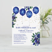 男の子グリッターバルーンフローラベイビーシャワー 招待状 (スタンド正面)