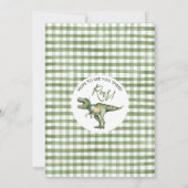 男の子グリーンストンプチョンプロア恐竜1番目の誕生日 招待状 (裏面)