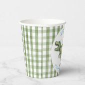 男の子グリーンストンプチョンプロア恐竜1番目の誕生日 紙コップ (右)