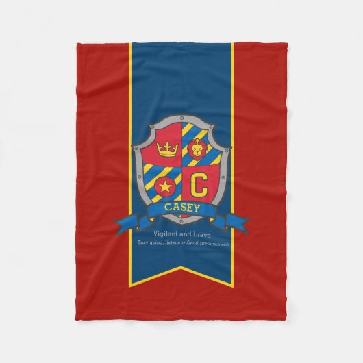 男の子ケーシーまたはCの名前は毛布を意味する フリースブランケット (正面)