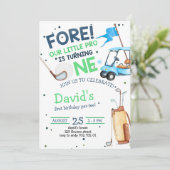 男の子ゴルフ パーティー 1歳の誕生日 招待状 (スタンド正面)