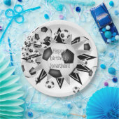 男の子サッカーのボールは誕生日 ペーパープレート (パーティー)