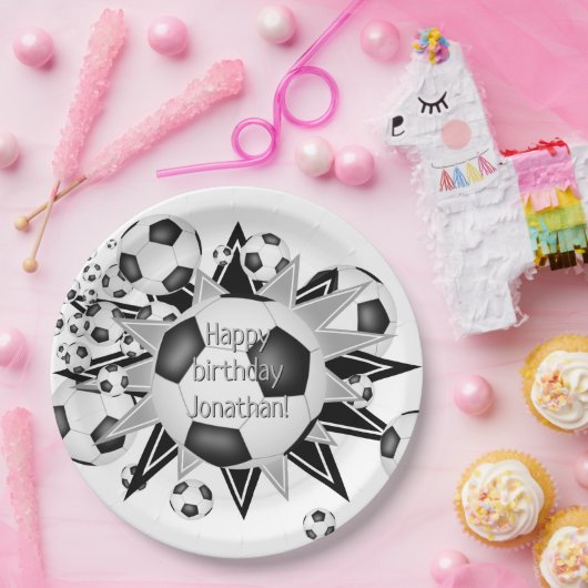 男の子サッカーのボールは誕生日 ペーパープレート (パーティー)