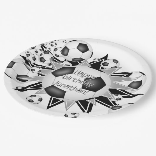 男の子サッカーのボールは誕生日 ペーパープレート (アングル)