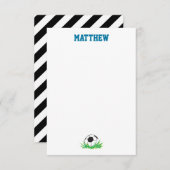 男の子サッカー感謝の文房具ノートカード サンキューカード (正面/裏面)