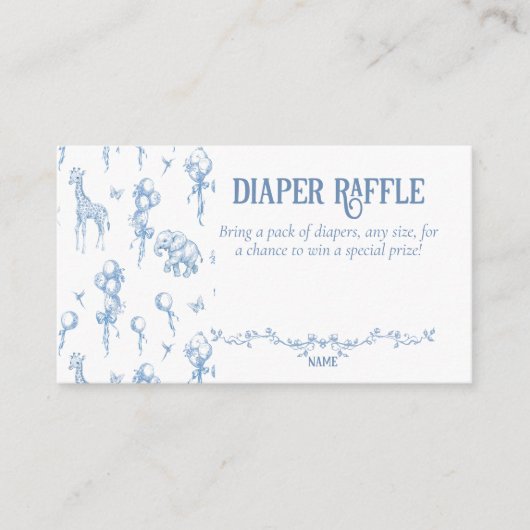 男の子サファリのアニマルブルーバルーンベビーシャワー エンクロージャーカード (正面)