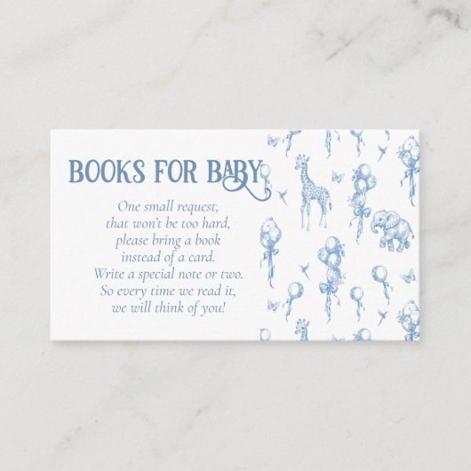 男の子サファリのアニマルブルーバルーンベビーシャワー エンクロージャーカード (正面)