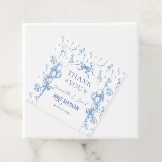 男の子サファリのアニマルブルーバルーンベビーシャワー フェイバータグ (インサイチュ)