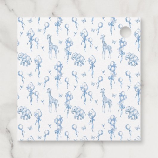 男の子サファリのアニマルブルーバルーンベビーシャワー フェイバータグ (裏面)