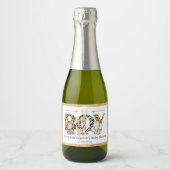 男の子サファリのベビーシャワーパーティー スパークリングワインラベル (正面)