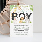 男の子サファリのワイルドワンベイビーシャワー 招待状