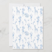 男の子サファリの動物の青いトイレベビシャワー 招待状 (裏面)