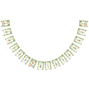 男の子サファリの動物2野生の2番目の誕生日 バンティングフラッグ