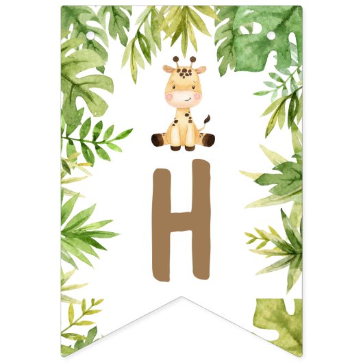 男の子サファリの動物2野生の2番目の誕生日 バンティングフラッグ (第2の旗)