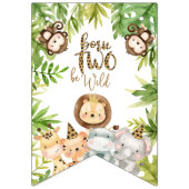 男の子サファリの動物2野生の2番目の誕生日 バンティングフラッグ (第1の旗)