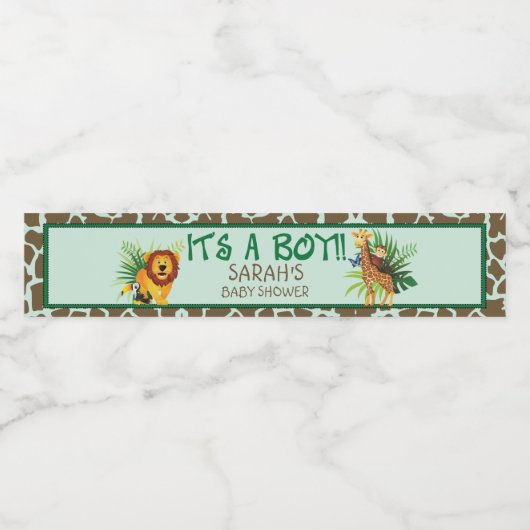 男の子サファリの赤ちゃんシャワー ペットボトルラベル (シングルラベル)
