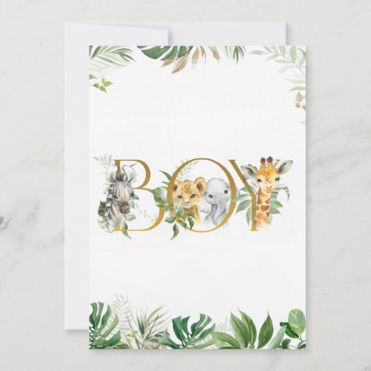 男の子サファリジャングルベビーシャワー招待状 招待状 (裏面)
