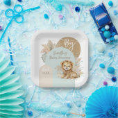 男の子サファリテーマライオンベビーシャワー ペーパープレート (パーティー)