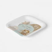 男の子サファリテーマライオンベビーシャワー ペーパープレート (傾斜あり)