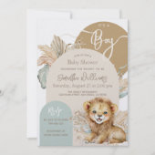 男の子サファリテーマライオンベビーシャワー 招待状 (正面)