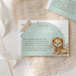 男の子サファリテーマライオン赤ちゃんシャワーの本 エンクロージャーカード
