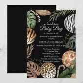 男の子サファリベイビーシャワー 招待状 (正面/裏面)