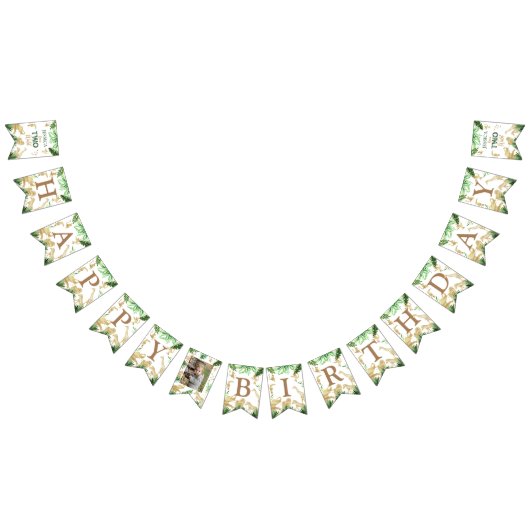 男の子サファリ動物の二野生の誕生日の写真 バンティングフラッグ (全)