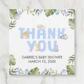 男の子サファリ動物ベビーシャワー フェイバータグ (正面)