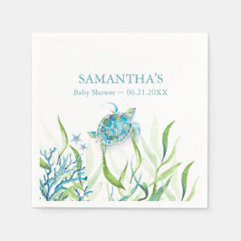 男の子シャワーナプキンスシーカメ スタンダードカクテルナプキン