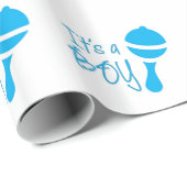 男の子シャワーブルーの1歳の誕生日 ラッピングペーパー (ロールコーナー)