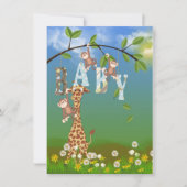 男の子シャワー用のジャングル動物 招待状 (正面)