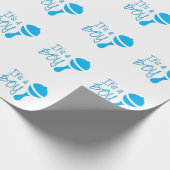 男の子ジェンダーが赤ちゃんシャワーブルーを明かす ラッピングペーパー (角)