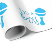 男の子ジェンダーが赤ちゃんシャワーブルーを明かす ラッピングペーパー (ロールコーナー)