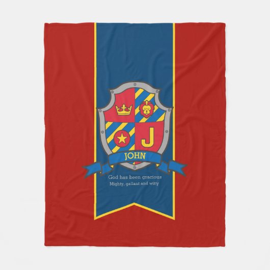 男の子ジョンまたは手紙Jの名前は毛布を意味する フリースブランケット (正面)