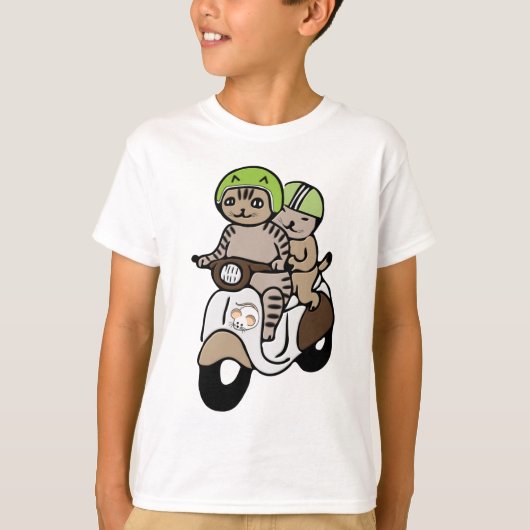 男の子スクーター猫Tシャツ Tシャツ (正面)