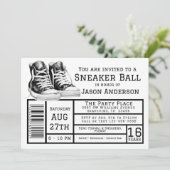 男の子スニーカーのボール誕生日パーティー 招待状 (スタンド正面)