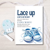 男の子スニーカー赤ん坊シャワー、レースの赤ん坊シャワー 招待状
