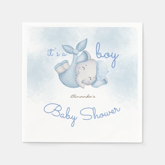 男の子ゾウの男の赤ちゃん スタンダードカクテルナプキン (正面)