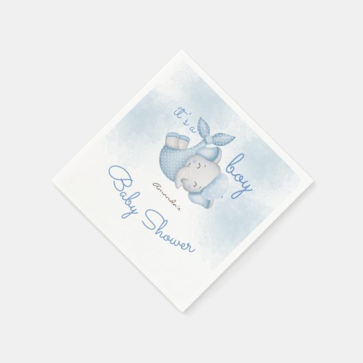 男の子ゾウの男の赤ちゃん スタンダードカクテルナプキン (角)