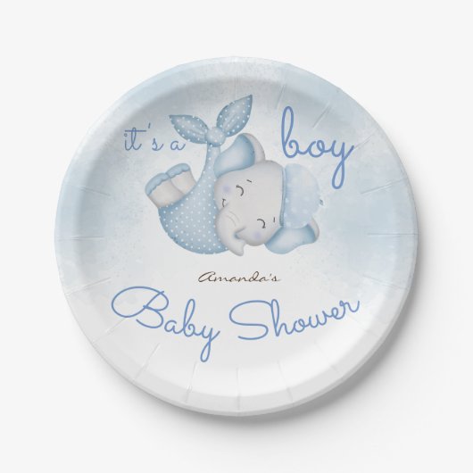 男の子ゾウの男の赤ちゃん ペーパープレート (正面)