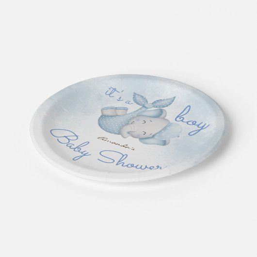 男の子ゾウの男の赤ちゃん ペーパープレート (アングル)