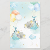 男の子ゾウの風船が赤ちゃんのシャワーを望む (裏面)