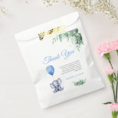 男の子ゾウの風船ブルーベビーシャワー フェイバーバッグ (封をした状態)