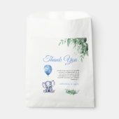 男の子ゾウの風船ブルーベビーシャワー フェイバーバッグ (正面)