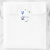 男の子ゾウの風船ブルーベビーシャワー ラウンドシール (バッグ)